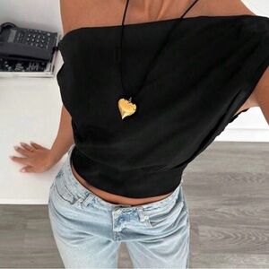 Elegant Black Off-Shoulder Crop Top